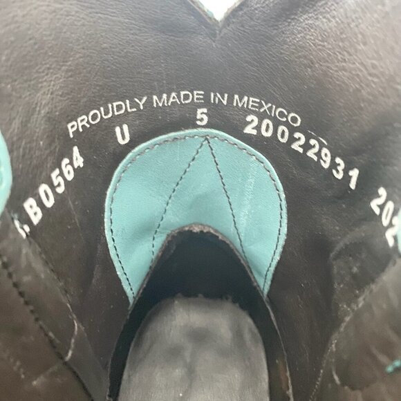 Lane EMMA JANE Womens Cowboy Bootie 5 Turquoise Blue Cowgirl Western Short Boots - Picture 9 of 11